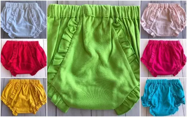 Baby Girls Ruffle Knit Baby Bloomers Diaper Cover  0-6 6-12 or 12-24 Months