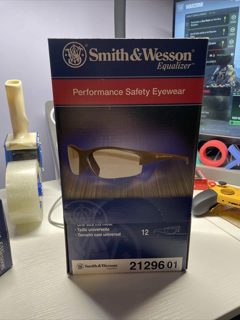 Smith & Wesson Equalizer Safety Glasses Gun Metal Frame Clear Anti-Fog Lens Case