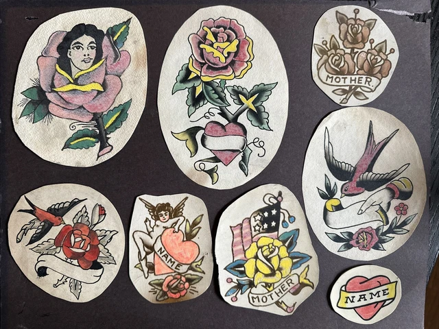 HAND PAINTED TATTOO flash original 40's $200.00 - PicClick