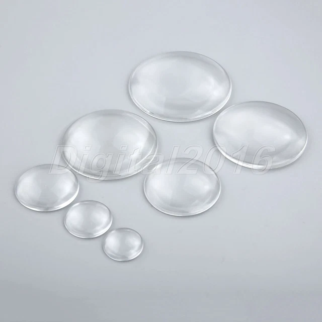Round Flat Back Transparent Clear Glass Cabochon For DIY Necklace Jewelry Making