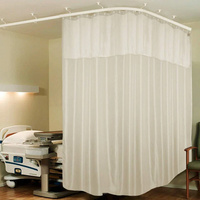 Hospital Curtain White Curtain Zig Zag ICU 2 Panel Partition Net, (12 W x 7 H)