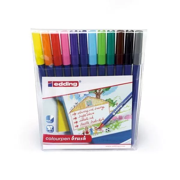 Edding Colourpen Pinselstifte - Faserspitze Filzstifte - verschiedene Geldbörse von 12