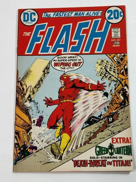 Flash 221 DC Comics Nick Cardy Cover Green Lantern Backup Bronze Age 1973