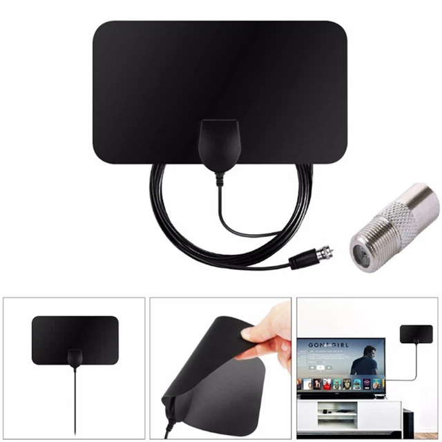 TV ANTENNA HDTV DVB-T2 Flat HD Digital Indoor Amplified 50 Mile Range ...