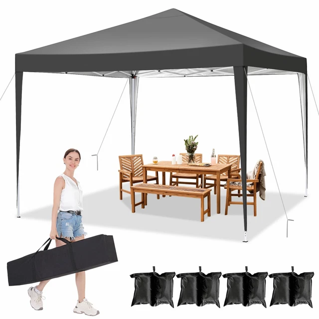 Pavillon 3x3m Pop up Gartenpavillon Wasserdicht Pavillion UV-Schutz Faltbar Zelt