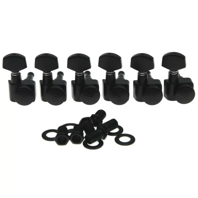 Black 6 Inline 2 Pin Locking Tuning Keys Pegs Tuners Fits USA Fender Strat Tele