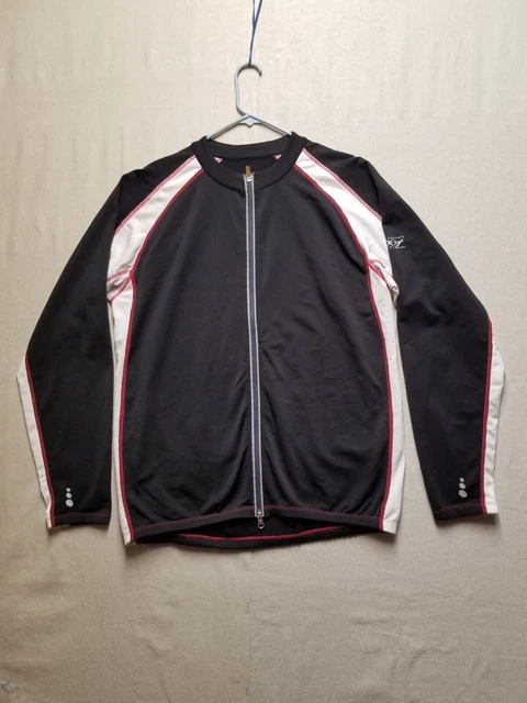 zoot cycling jacket black men's XL full zip 3 pocket headphone inlet white/red