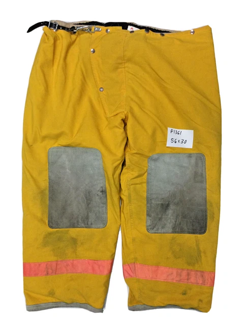56x30 ALB Yellow Firefighter Turnout Bunker Pants with Orange Stripes P1361