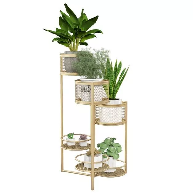 Supporto display vaso per fiori per piante pieghevoli oro 6 livelli ex display