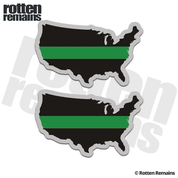 USA MAP THIN Green Line Decal SET US Border Patrol Military Vinyl