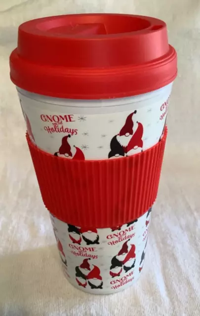 Holiday Travel Cup Tumbler Christmas Gnome for the Holidays 16oz. Plastic w/Lid