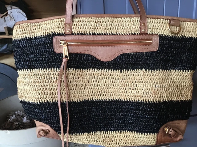 Women's Rebecca Minkoff Multicolored Straw/Leather Woven Zip  Bucket Bag