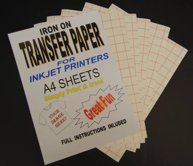 Inkjet Iron On T Shirt Transfer Paper For Light Fabrics A4 & A3 Size Sheets