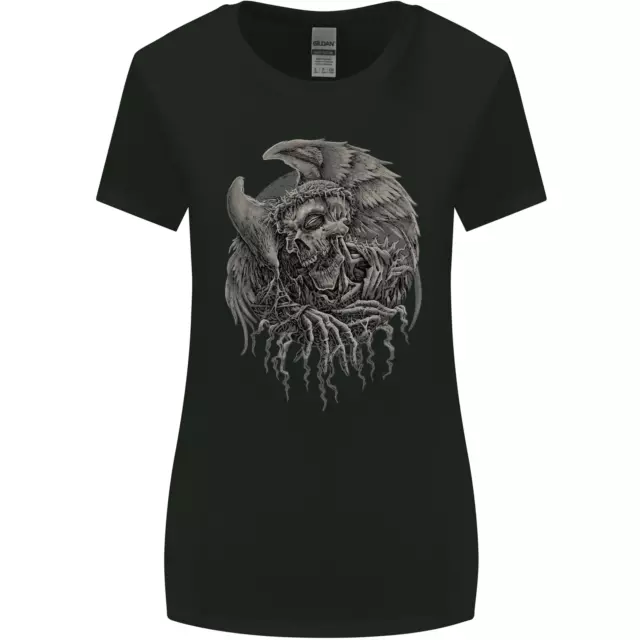 Angel Teschio Di Death Biker Moto Gotico Donna più Ampia Taglio T-Shirt