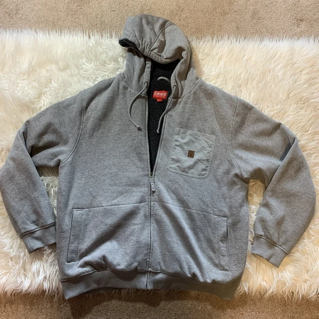 Coleman Mens Full Zip Fleece Lined Hoodie Sweatshirt Jacket Gray XXL 2XL