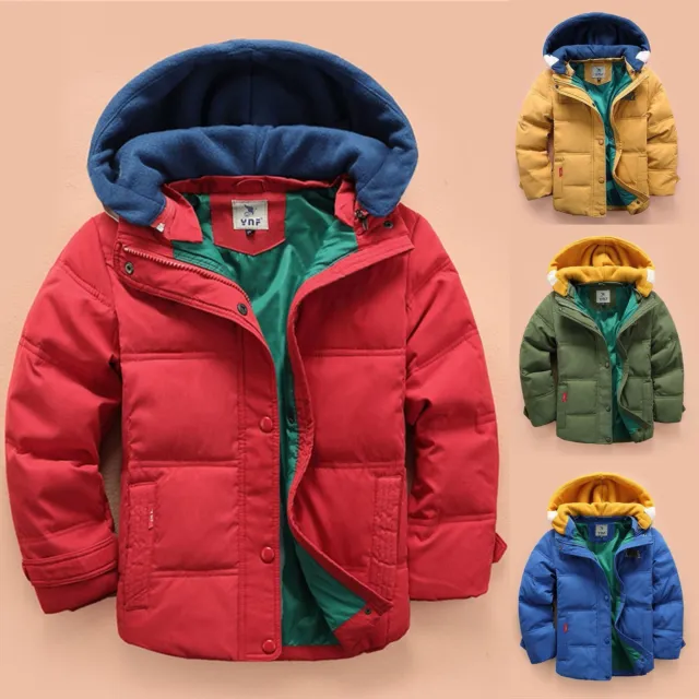 Toddler Boys Girls Winter Warm Long Sleeve Jacket Coats Removable Hooded