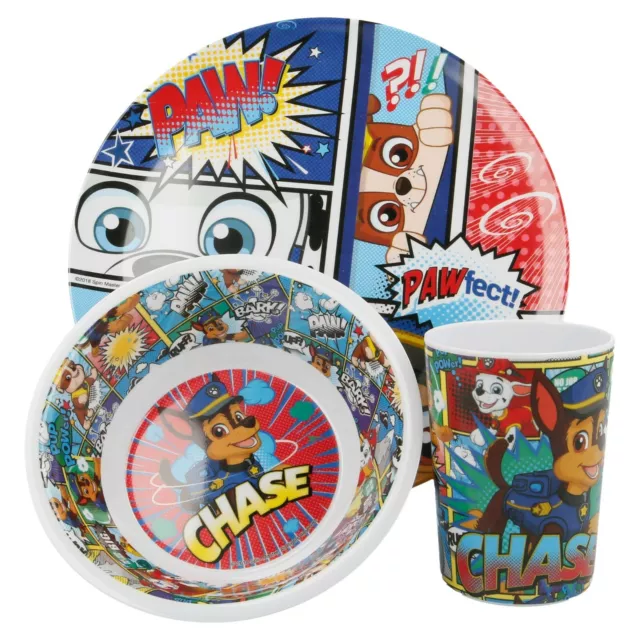 Paw Patrol BPA Free Melamine 3pcs Dinner Set Plate, Bowl & Cup