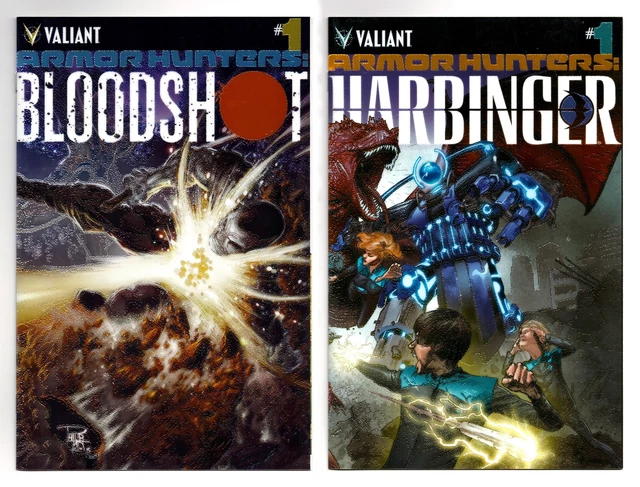 Armor Hunters Bloodshot #1 + Harbinger #1 Chromium Variant Set Valiant Vei Nm
