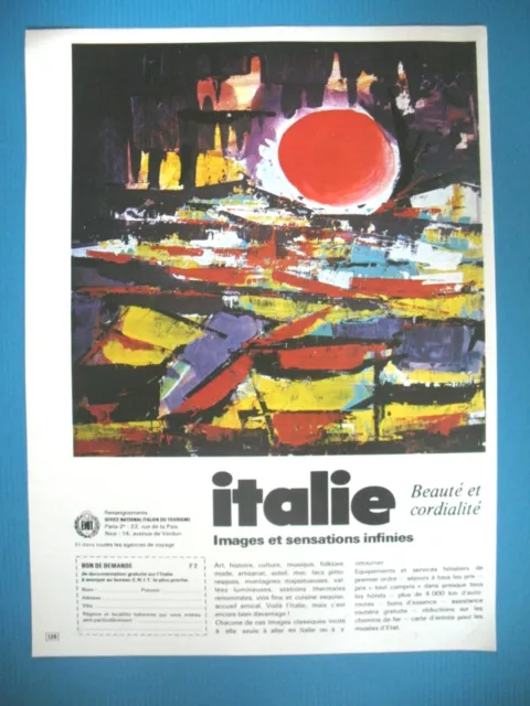 PUBLICITE DE PRESSE ITALIE BEAUTé CORDIALITé TOURISME ILLUSTRATION VITALE 1971