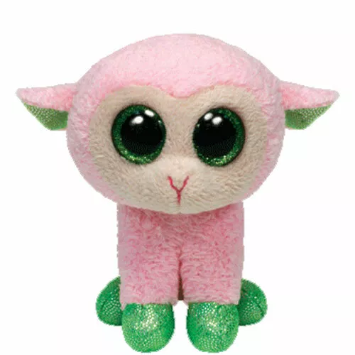 TY Basket Beanie Baby - BABS the Pink Lamb (3 inch) - MWMTs Easter Stuffed Toy