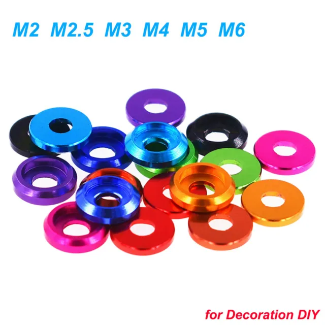 M2-M6 Washers Colourful Aluminum Alloy Gasket for Pan Head Screws Decoration DIY