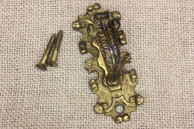 Old Coat Bath Robe Hook Hanger Fancy Curtain Tieback Brass Victorian Feather
