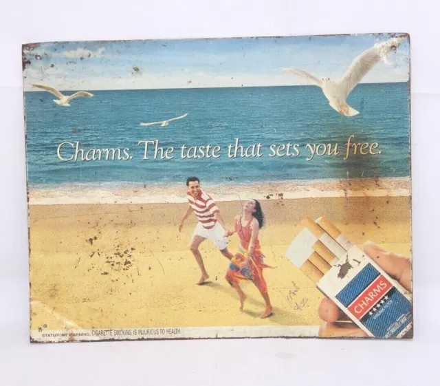 Old Vintage Charms Virginia Filter Cigarettes Adv. Litho Tin Sign Collectible