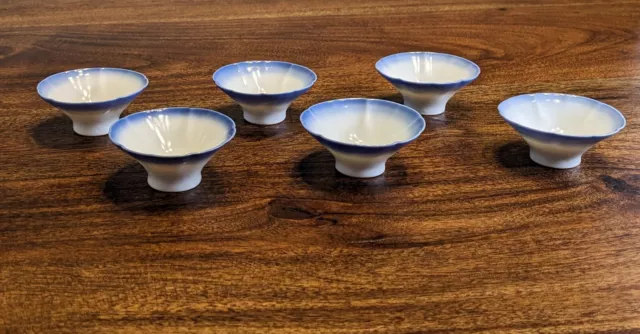 6 Salt Cellar Salt Dip Porcelain Japanese Chinese Asian Condiment Dishes Blue