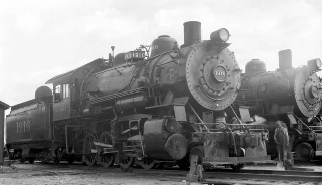 AT&SF SANTA FE Railroad locomotive engine No. 1916 type 2-8-0 OLD TRAIN ...