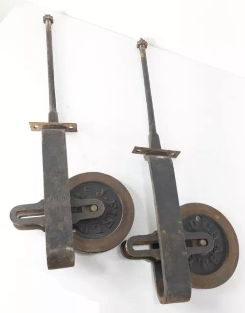 Antique Pair of Barn Door Rolling Hangers Hardware Charles Field Philadelphia