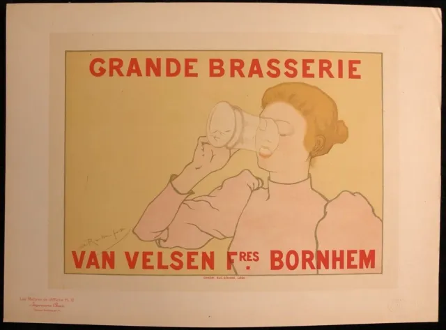 Armand Rassenfosse "Grande Brasserie Van Velse" Planche Des Maitres De L'affiche