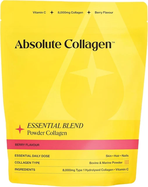 ABSOLUTE COLLAGEN POWDER Berry 8000mg with Vitamin C Hair Skin Nails 28 ...