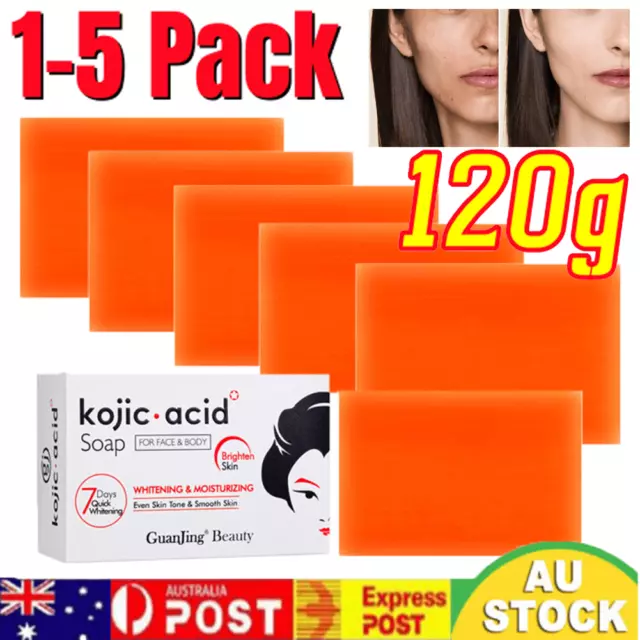 1-5X Kojie San Soap Bar - 120g Skin Lightening Kojic Acid Natural Original Bars~