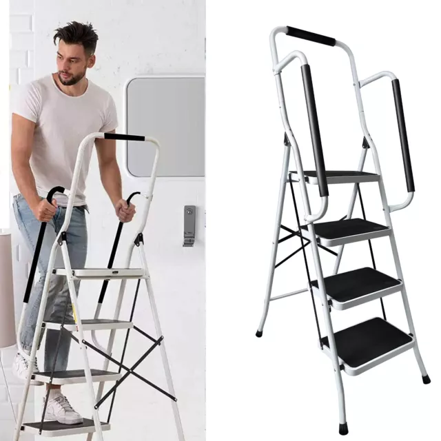 Escabeau à 4 Marches Portable Antidérapant, Echelle Domestique Pliable tabouret