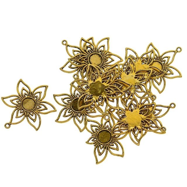 20 Stück Legierung goldene Anhänger blanke Lünette 10 mm Cabochon Fassung