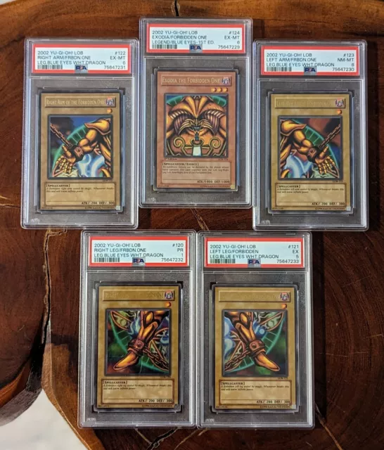 PSA 6 1st Edition Exodia The Forbidden One LOB-124 2002 Yu-Gi-Oh! + All 5 Pieces