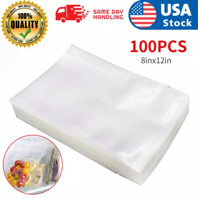 100 Quart Vacuum Sealer Bags 8x12 Embossed Food Saver Storage Package 4 Mil