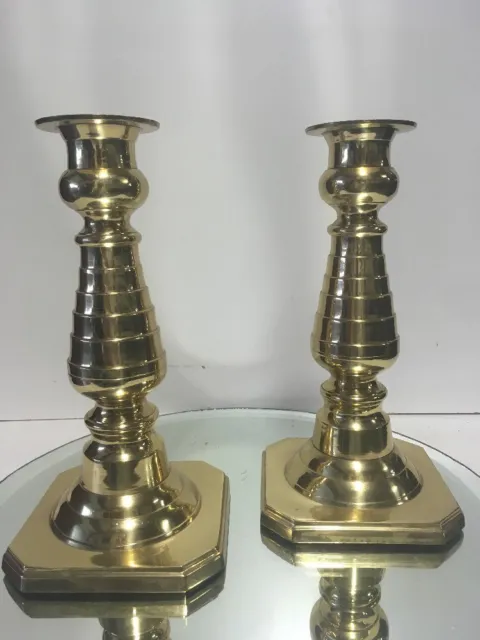 LG. VTG. Solid Brass Candlestick Candle Holder Beehive Design Style