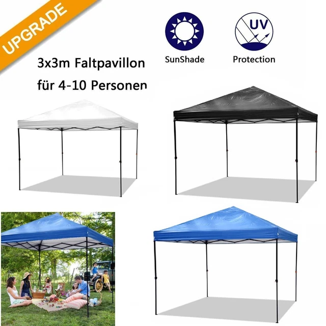 Pavillon 3x3m Faltpavillon Gartenzelt Partyzelt Festzelt faltbar und wasserdicht