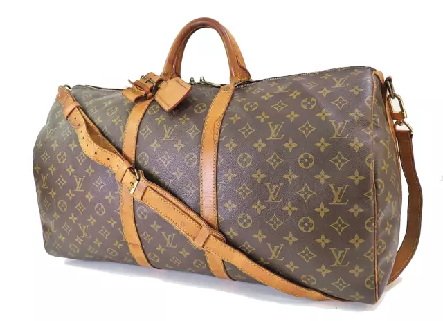 Auth LOUIS VUITTON Keepall Bandouliere 55 Monogram Canvas Duffel Bag #55458