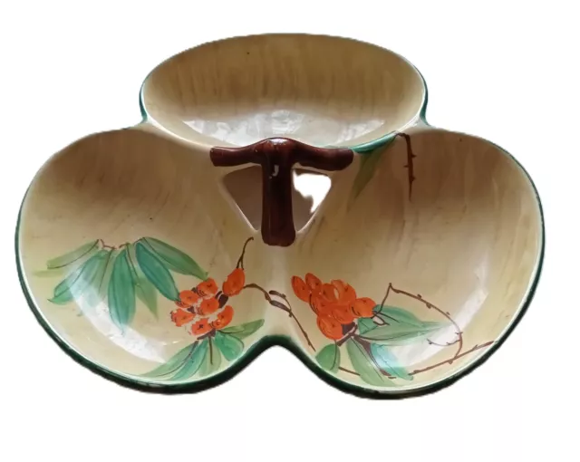 Art Deco - Myott Son & Co  Trefoil, 3 section Hors d'Oeuvres Dish, Hand-Painted