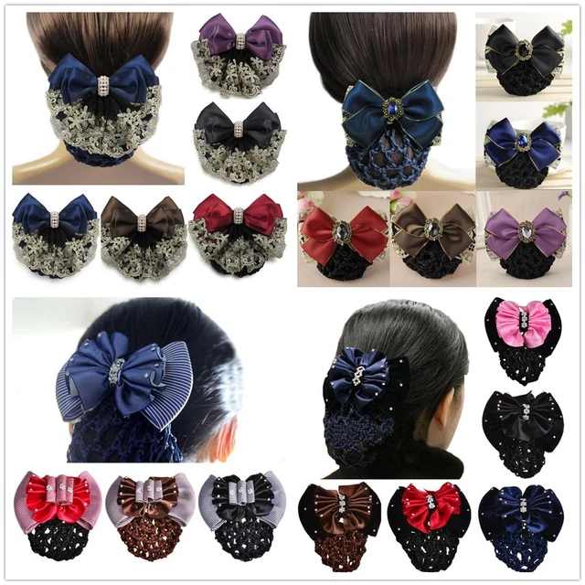 Damen Satin Schleife Barrette Haarklammer Abdeckung Netz Braten Schal Mädch ￢