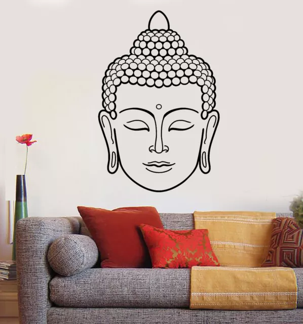 Vinyl Wall Decal Buddha Face Head Buddhism India God Religion Stickers (1434ig)