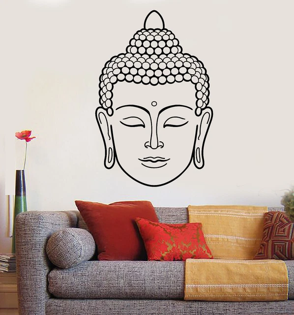 Vinyl Wall Decal Buddha Face Head Buddhism India God Religion Stickers (1434ig)