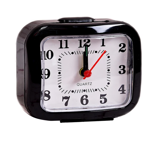TRAVEL ALARM CLOCK Battery Operated Small Analog 12 Hours Simply Design