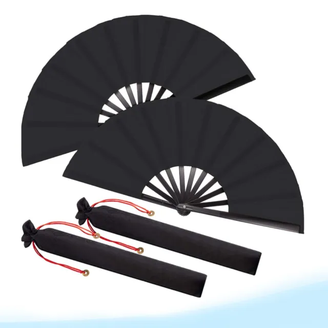 Kongfu cinese portatile palmo nero pieghevole 2 set ventilatori a mano