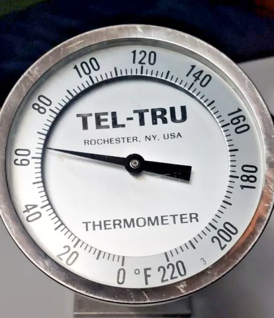 TEL-TRU Thermometer 0-220 Degrees Fahrenheit 5" Diameter Multi Angle 3.5" stem