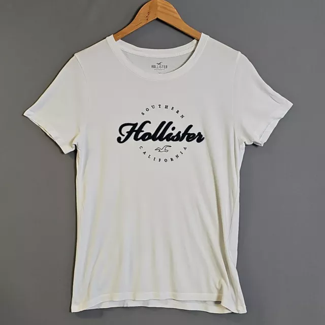 HOLLISTER SHIRT MENS Medium White Crew Neck Casual Graphic Logo Summer  Retro £9.95 - PicClick UK
