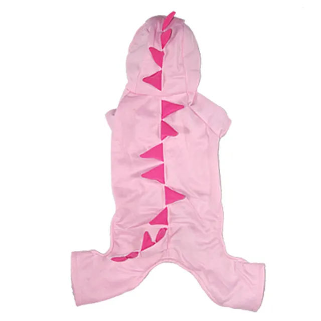 Pink Dinosaur Winter Pet Puppy Dog Apparel Hooded Coat Jacket Jumpsuit Costume L