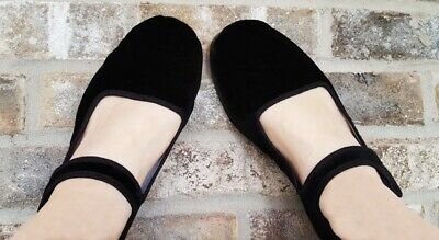 Women's Chinese Classic Mary Jane Velvet Shoes in Black Sizes 35-41 New 